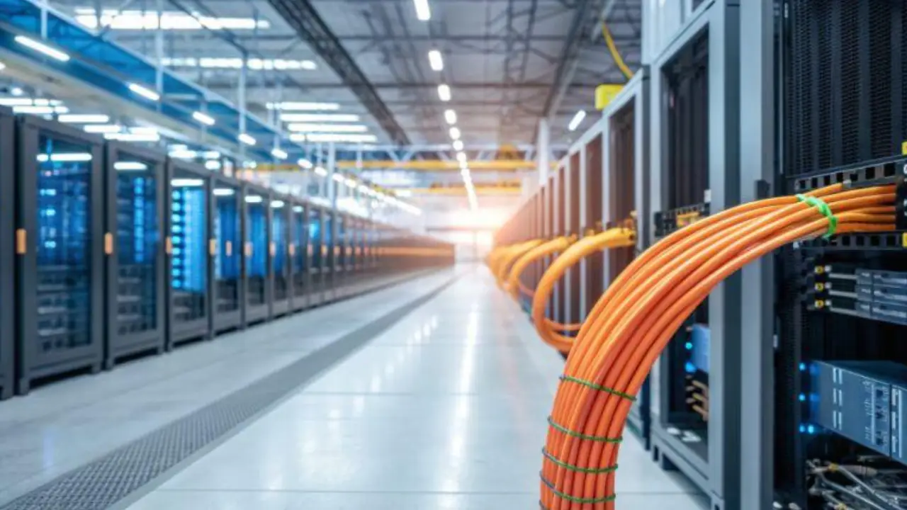 Infraestrutura de Transporte IP com rede de fibra óptica interligando data centers e empresas
